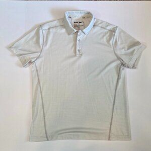 MSX by Michael Strahan Gray & White Striped Men's Short Sleeve Polo, Size Large